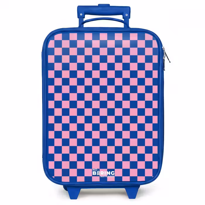 Kinderkoffer blauw - Blokjes - Blauw - Roze