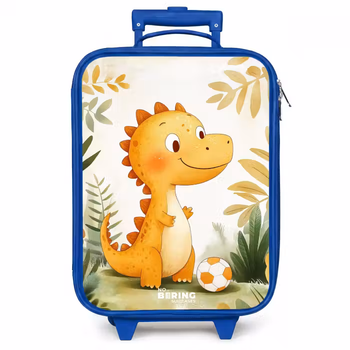 Kinderkoffer - Blauw - Dino - Voetbal - Oranje