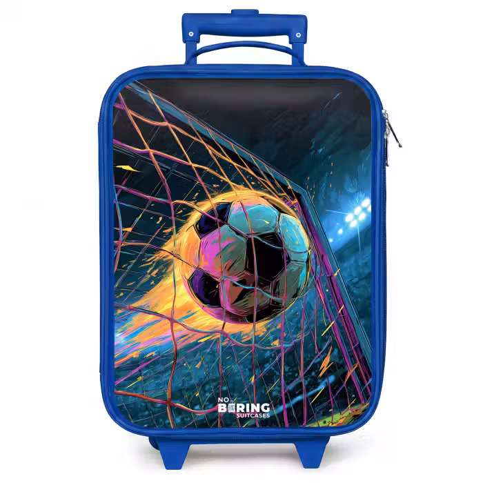 Kinderkoffer - Blauw - Neon - Net - Voetbal - Kleurrijk