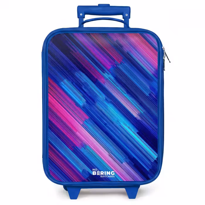 Kinderkoffer blauw - Neon - Strepen - Abstract - Blauw - Roze