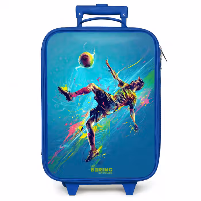 Kinderkoffer - Blauw - Neon - Voetbal - Schop - Kleurrijk