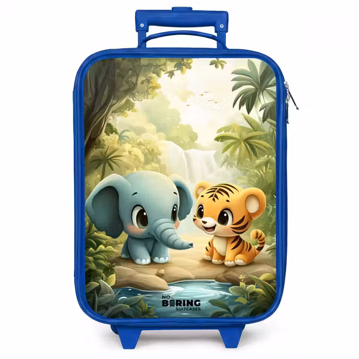 Kinderkoffer - Blauw - Olifant - Tijger - Bos - Jungle