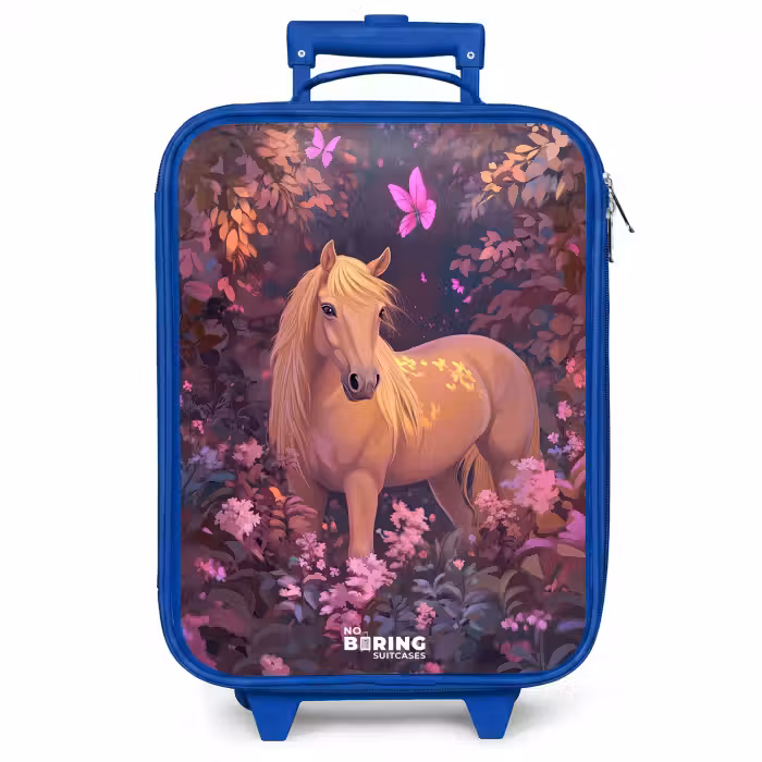 Kinderkoffer - Blauw - Paard - Bloemen - Paars - Vlinder