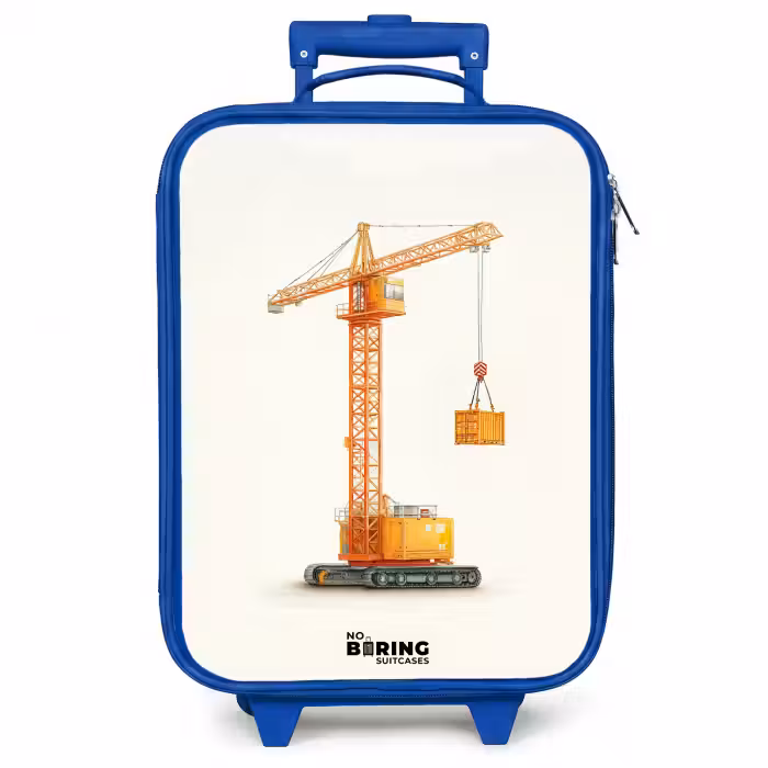Kinderkoffer - Blauw - Torenkraan - Getekend - Oranje