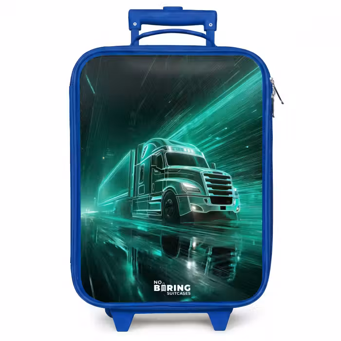 Kinderkoffer - Blauw - Vrachtwagen - Neon - Groen - Stad