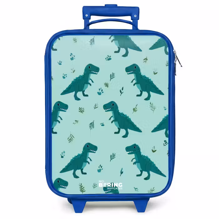 Kinderkoffer blauw - Vriendelijke T. rex tussen sporen