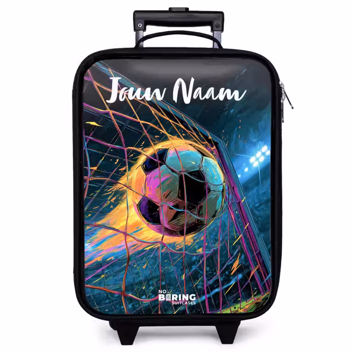 Kinderkoffer met naam - Neon - Net - Voetbal - Kleurrijk