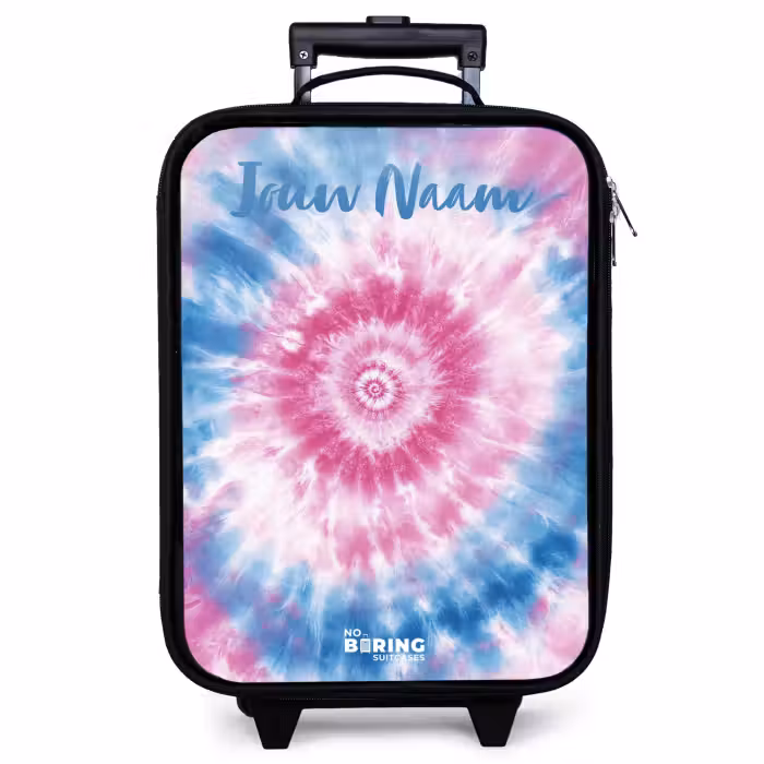 Kinderkoffer met naam - Tie dye - Abstract - Blauw - Roze