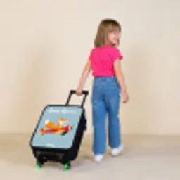 Vos - Vliegtuig -  Vliegen Kinderkoffer - Zwart klein -sfeer1