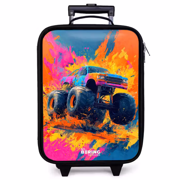 Kinderkoffer - Zwart - Monstertruck - Verfspatten - Kleurrijk - Explosie
