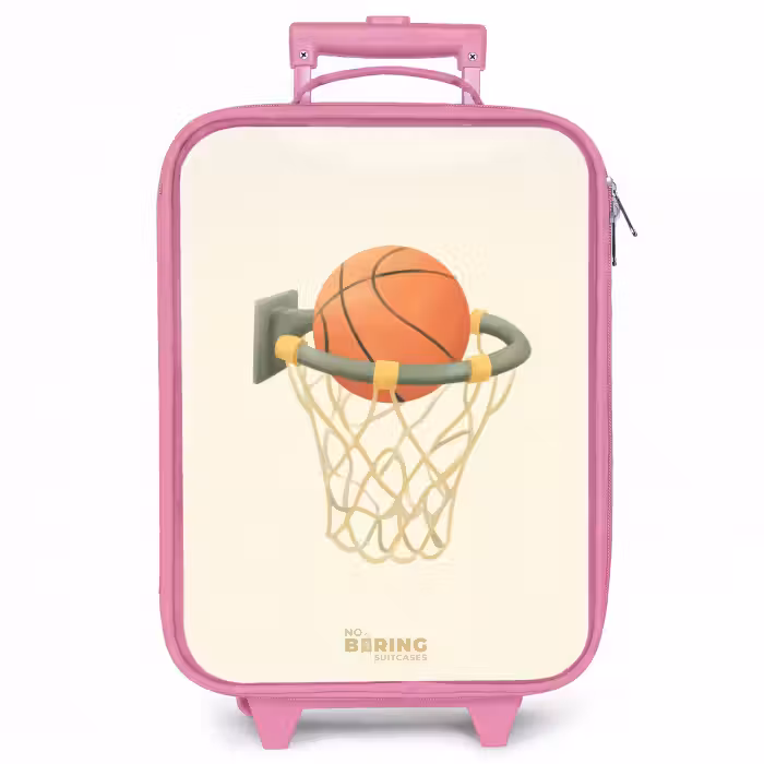 Kinderkoffer roze - Basketbal in neutrale kleuren
