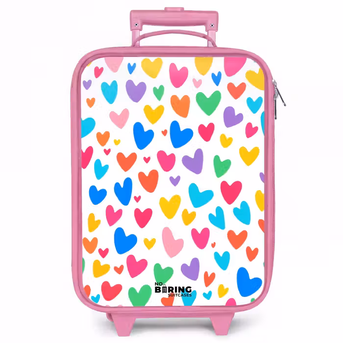 Kinderkoffer - Roze - Gekleurde hartjes