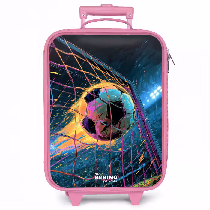 Kinderkoffer - Roze - Neon - Net - Voetbal - Kleurrijk