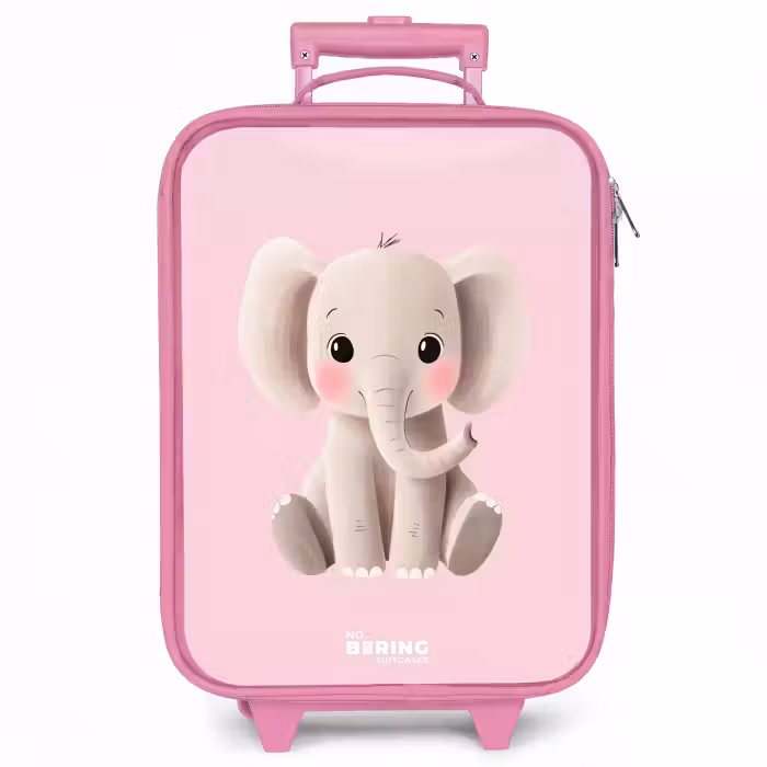 Kinderkoffer - Roze - Olifant - Baby - Blosjes - Illustratie