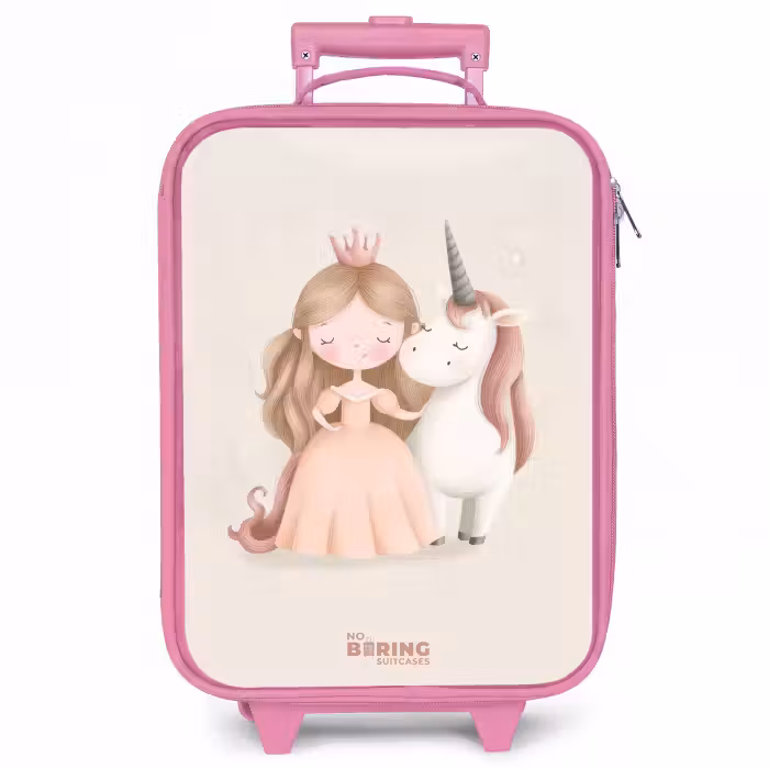 Kinderkoffer roze - Prinses en een eenhoorn in pastel kleuren