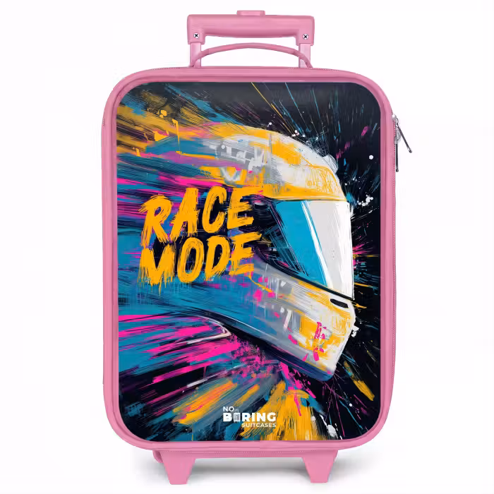 Kinderkoffer - Roze - Racehelm - Verfspatten - Penseelstreken - Race mode