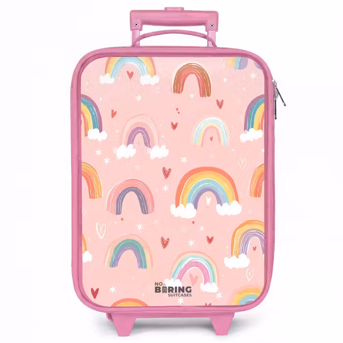 Kinderkoffer - Roze - Regenbogen op een roze achtergrond