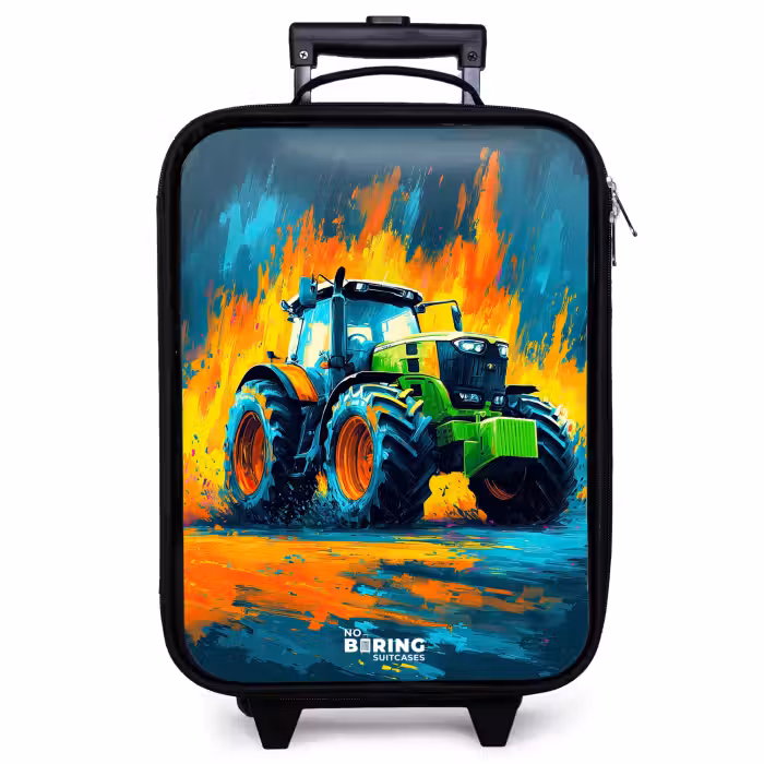 Kinderkoffer - Zwart - Tractor - Groen - Abstract - Penseelstreken