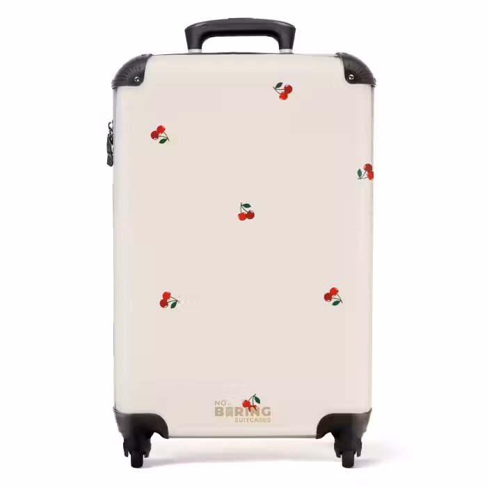 Koffer - Beige achtergrond met patroon van kleine kersen