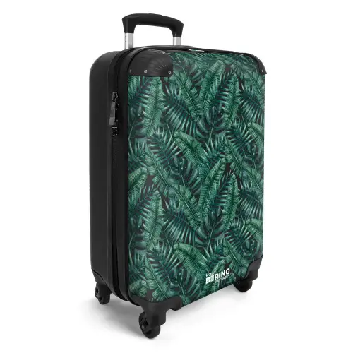 Palm bladeren monstera donker patroon NBS - Handbagage koffer - Kinderen Unisex middel -productfoto_3d