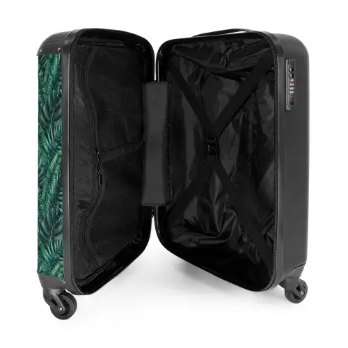 Palm bladeren monstera donker patroon NBS - Handbagage koffer - Kinderen Unisex middel -binnenkant