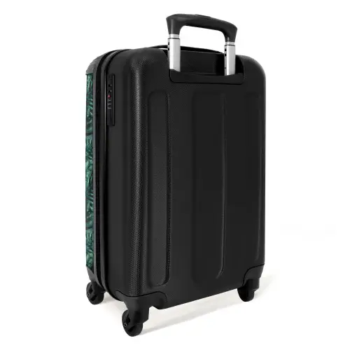 Palm bladeren monstera donker patroon NBS - Handbagage koffer - Kinderen Unisex middel -achterkant