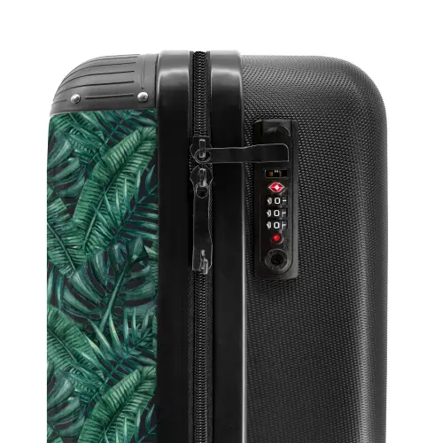 Palm bladeren monstera donker patroon NBS - Handbagage koffer - Kinderen Unisex middel -slot