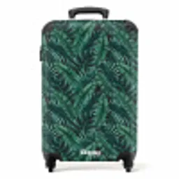 Palm bladeren monstera donker patroon NBS - Handbagage koffer - Kinderen Unisex middel -productfoto_recht