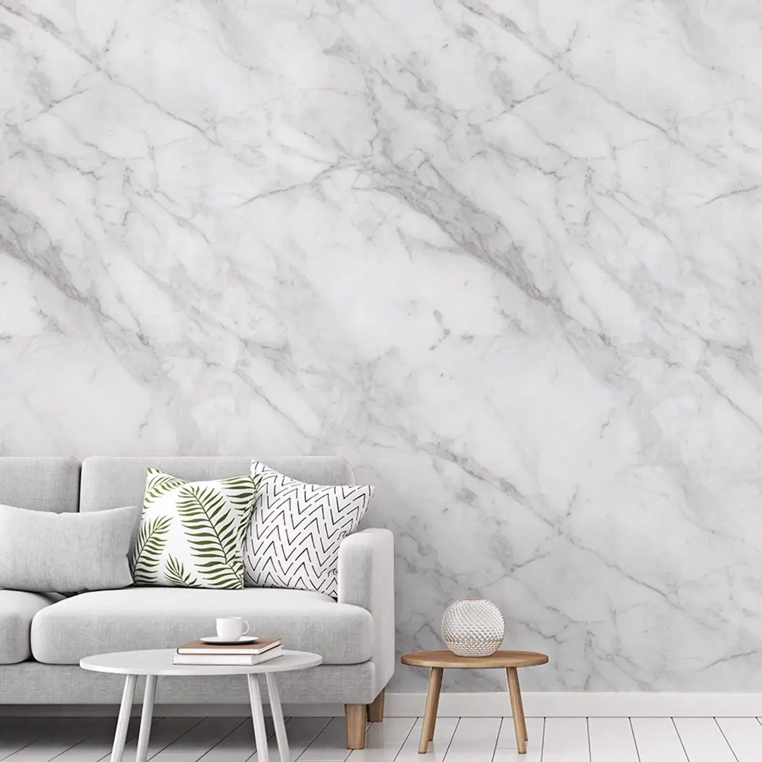Behang met een klassieke grijs marmer look