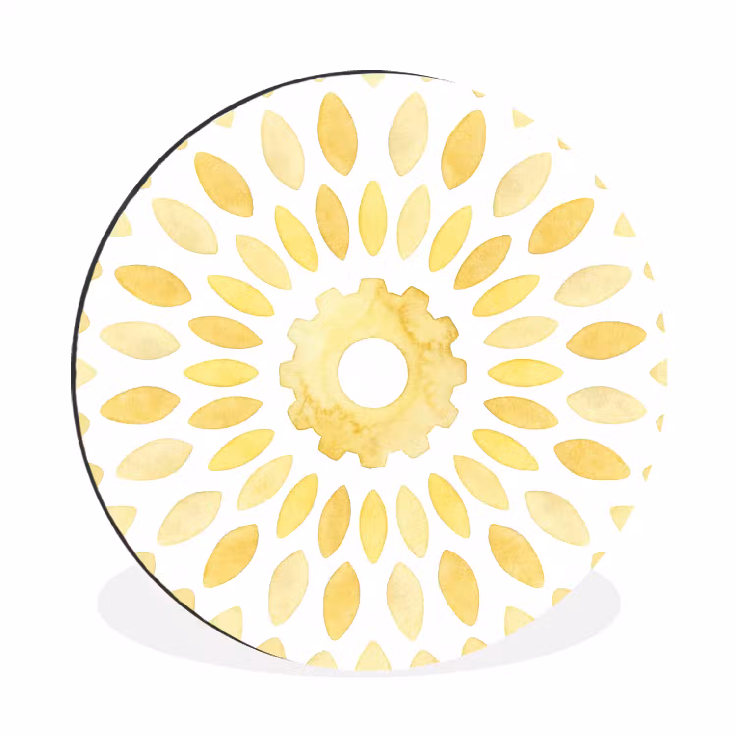 Abstract - Geometrisch - Stralend - Geel Wandcirkel aluminium klein -3d