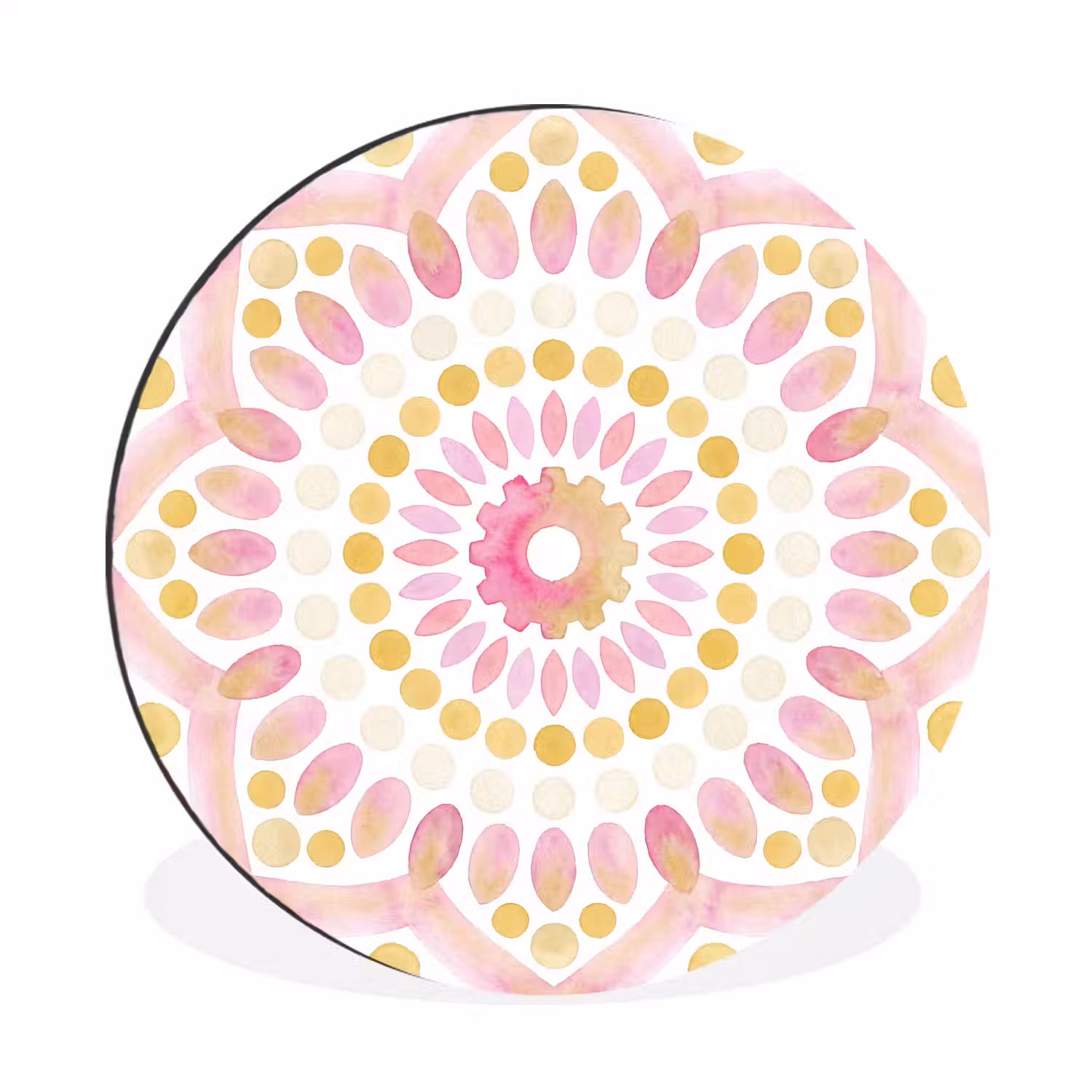 Abstract - Mandala - Kunst - Modern - Roze Wandcirkel aluminium klein -3d