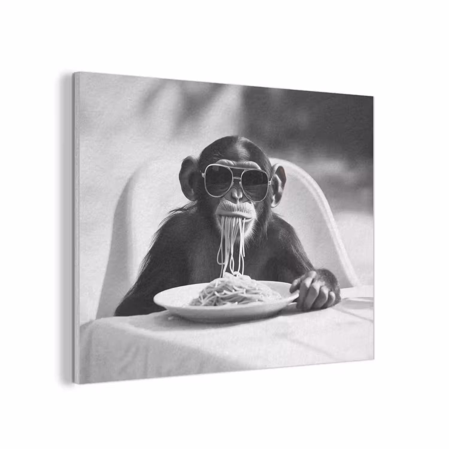 Aap - Spaghetti - Zonnebril - Zwart wit - Cool - Dier PET vilt klein -3d