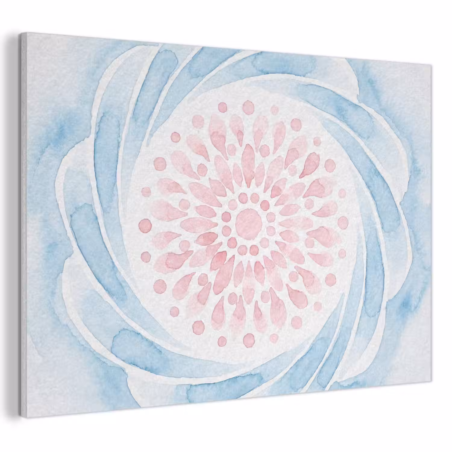 Abstract - Bloemvorm - Aquarel - Roze - Blauw PET vilt klein -3d