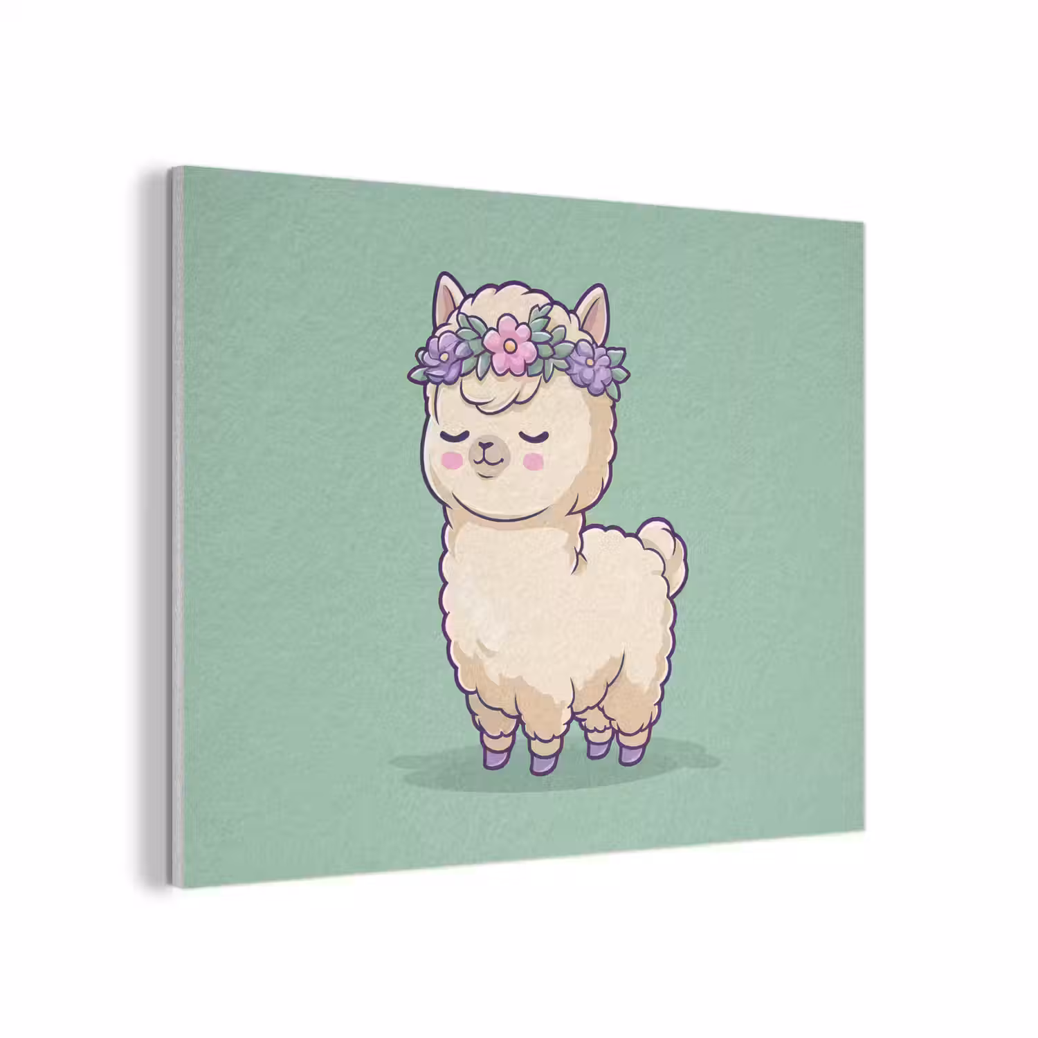 Alpaca - Groen - Bloemendiadeem PET vilt klein -3d