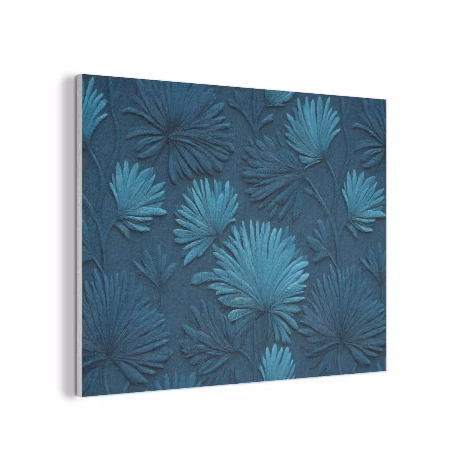 Bladeren - Reliëf - Patroon - Oceaanblauw - Modern PET vilt klein 837 -3d
