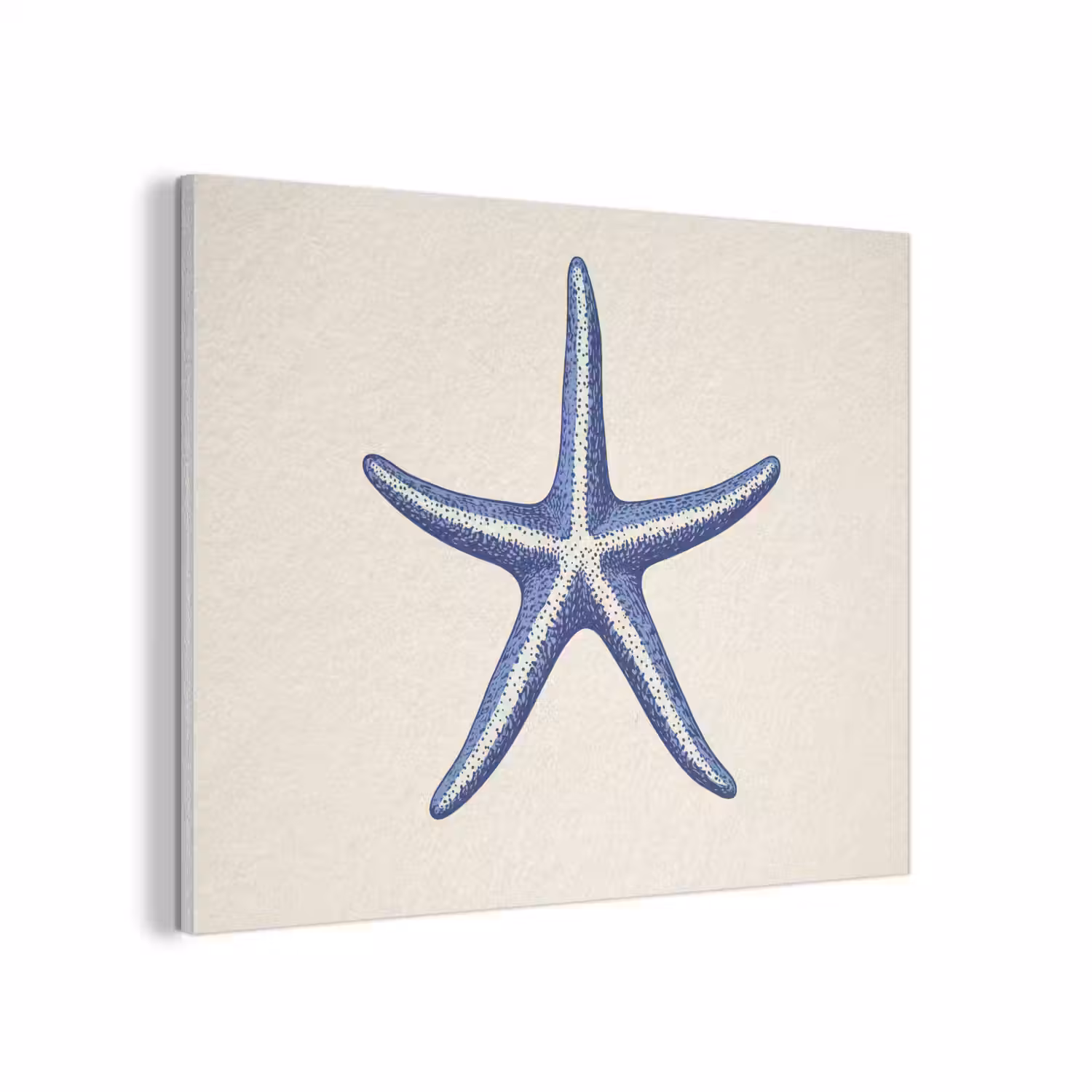 Blauwe zeester - Minimalistisch - Beige PET vilt klein -3d