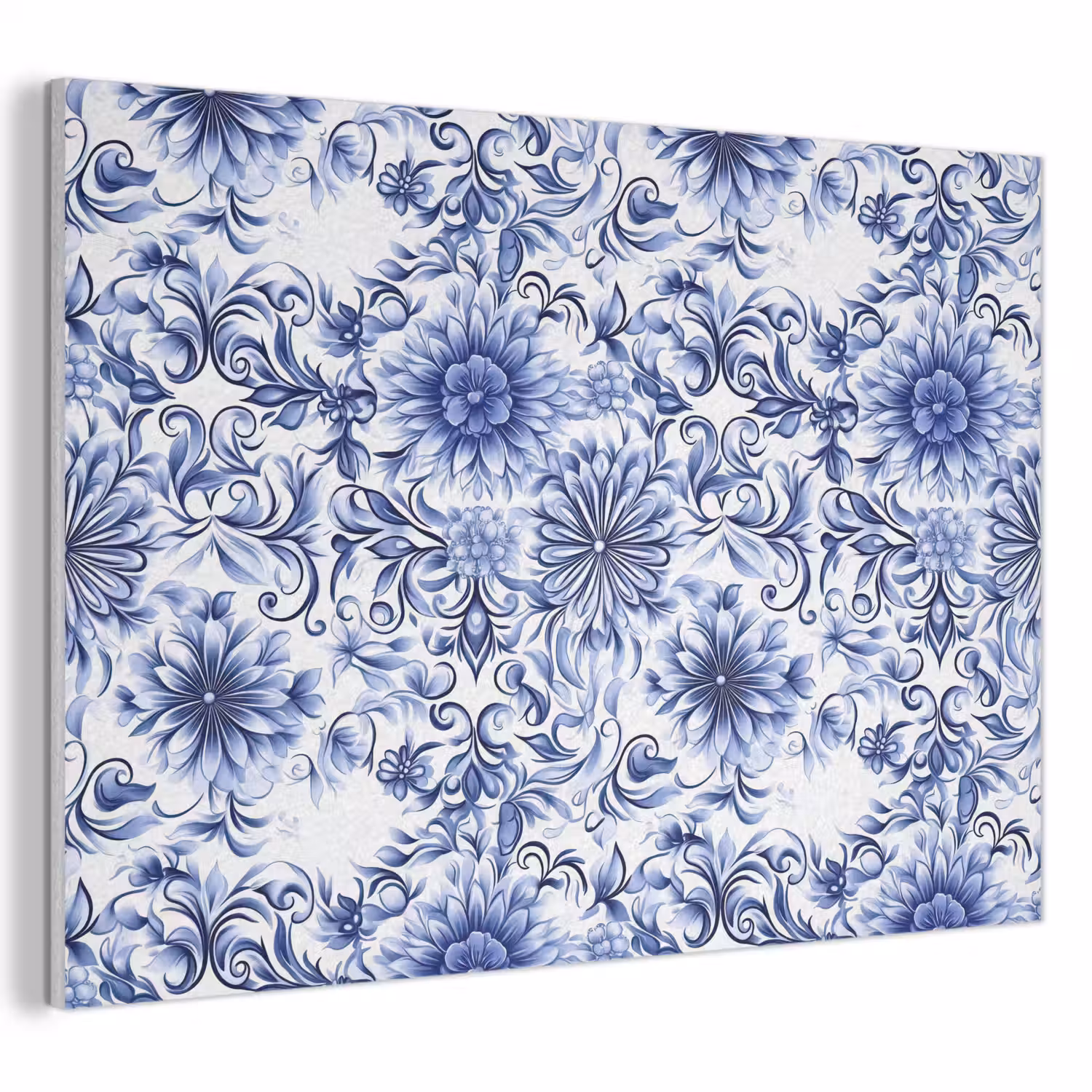 Bloemen - Blauw - Patroon - Wit PET vilt klein 837 -3d