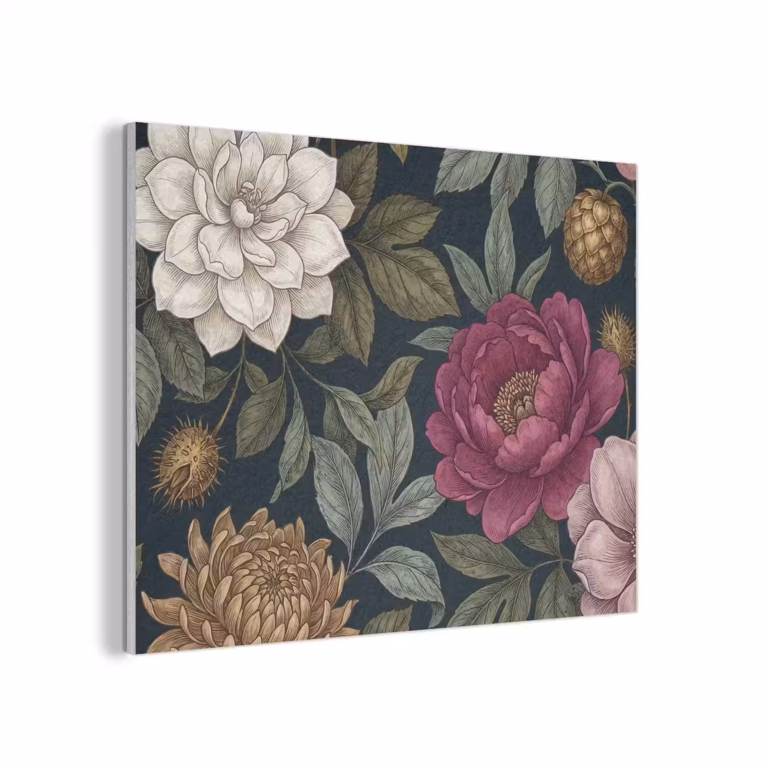 Bloemen - Botanisch - Illustratie - Donker - Vintage PET vilt klein -3d