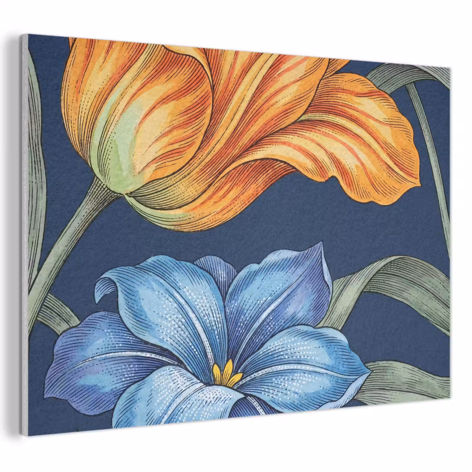Akoestisch schilderij - Bloemen - Botanisch - Patroon - Bloemen - Botanisch - Patroon PET vilt klein
