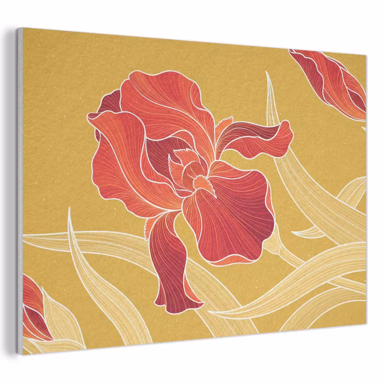 Akoestisch schilderij - Bloemen - Illustratie - Rood - Bloemen - Illustratie - Rood PET vilt klein