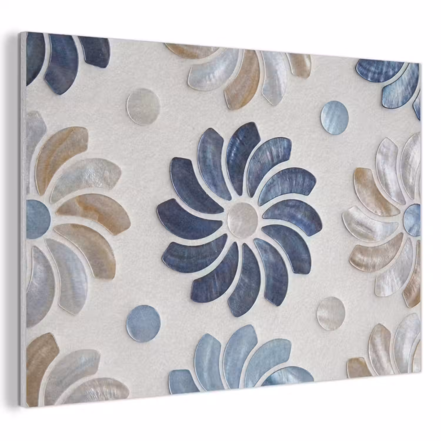Bloemen - Parelmoer - Abstract - Patroon - Blauw PET vilt klein -3d