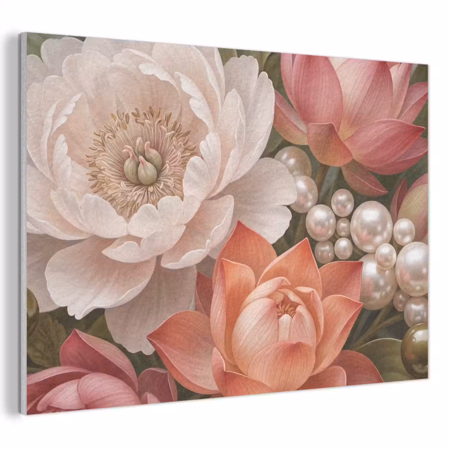Bloemen - Parels - Elegant - Roze - Wit PET vilt klein -3d