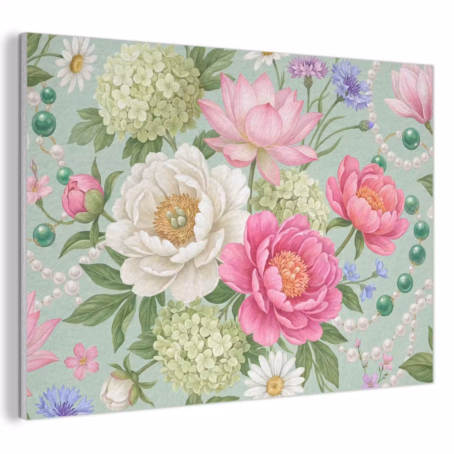 Bloemen - Patroon - Botanisch - Groen PET vilt klein -3d