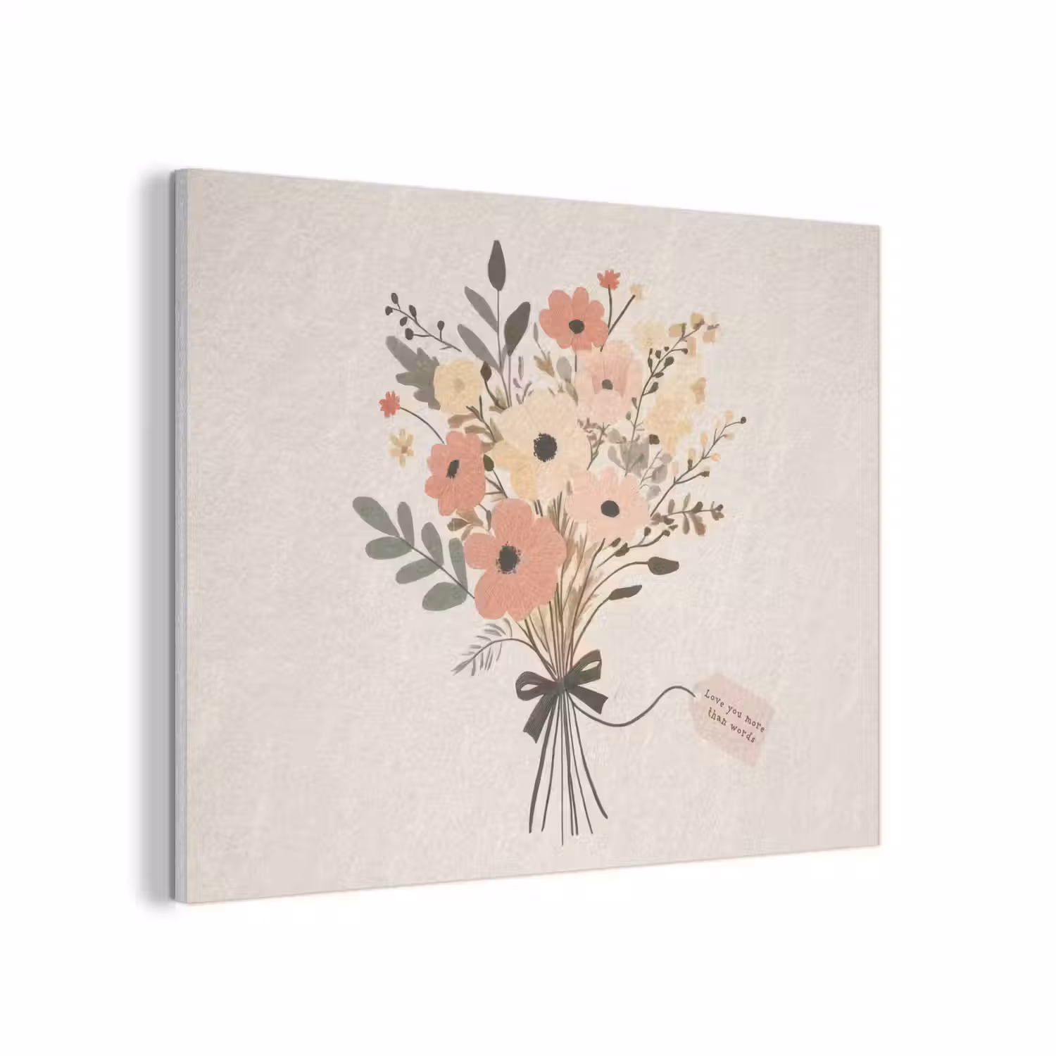 Bloemen - Quote - Beige - Lint PET vilt klein -3d