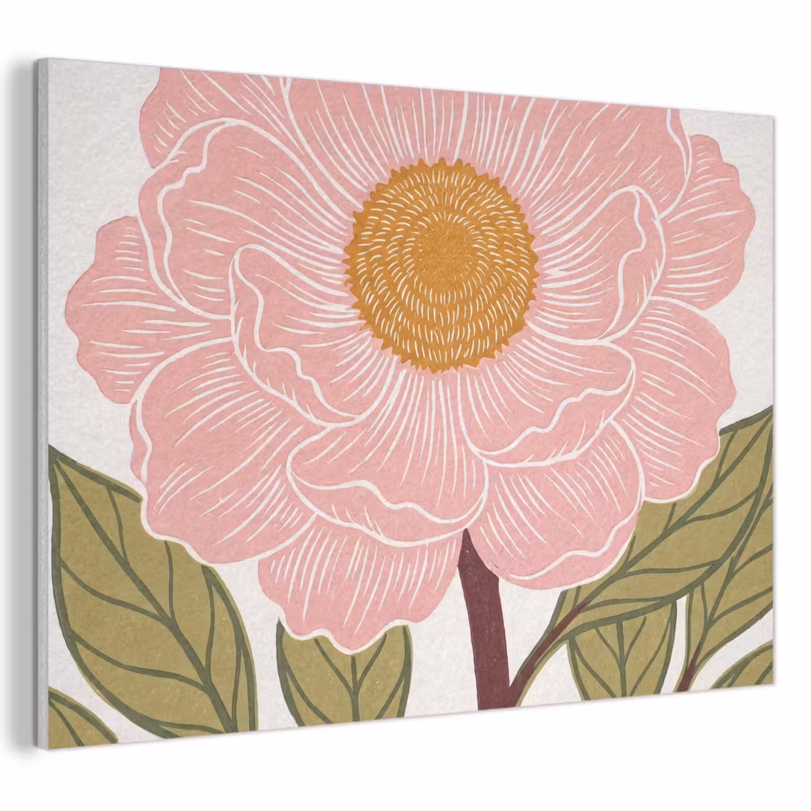 Akoestisch schilderij - Bloemen - Roze - Illustratie - Bloemen - Roze - Illustratie PET vilt klein