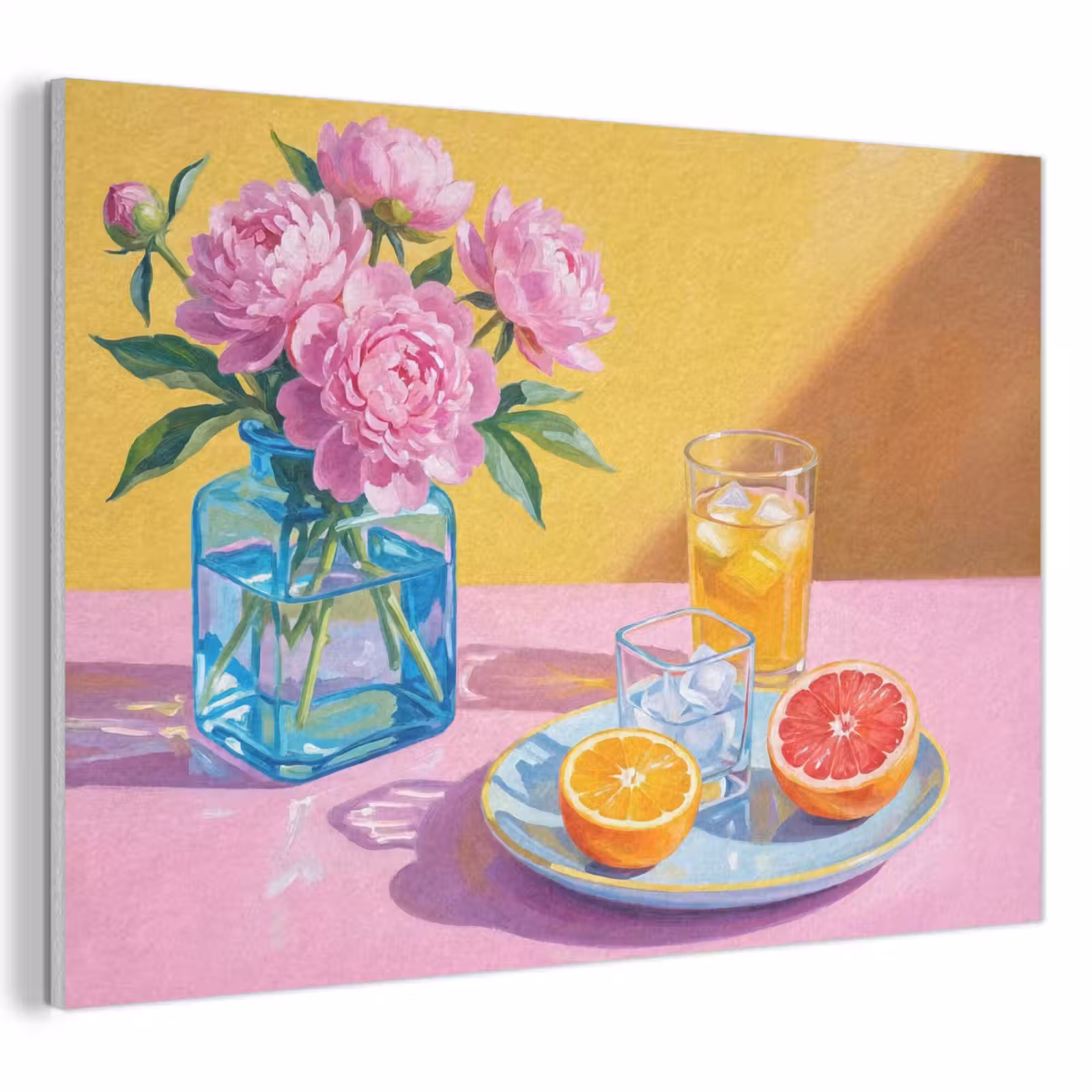 Akoestisch schilderij - Bloemen - Roze - Modern - Bloemen - Roze - Modern PET vilt klein