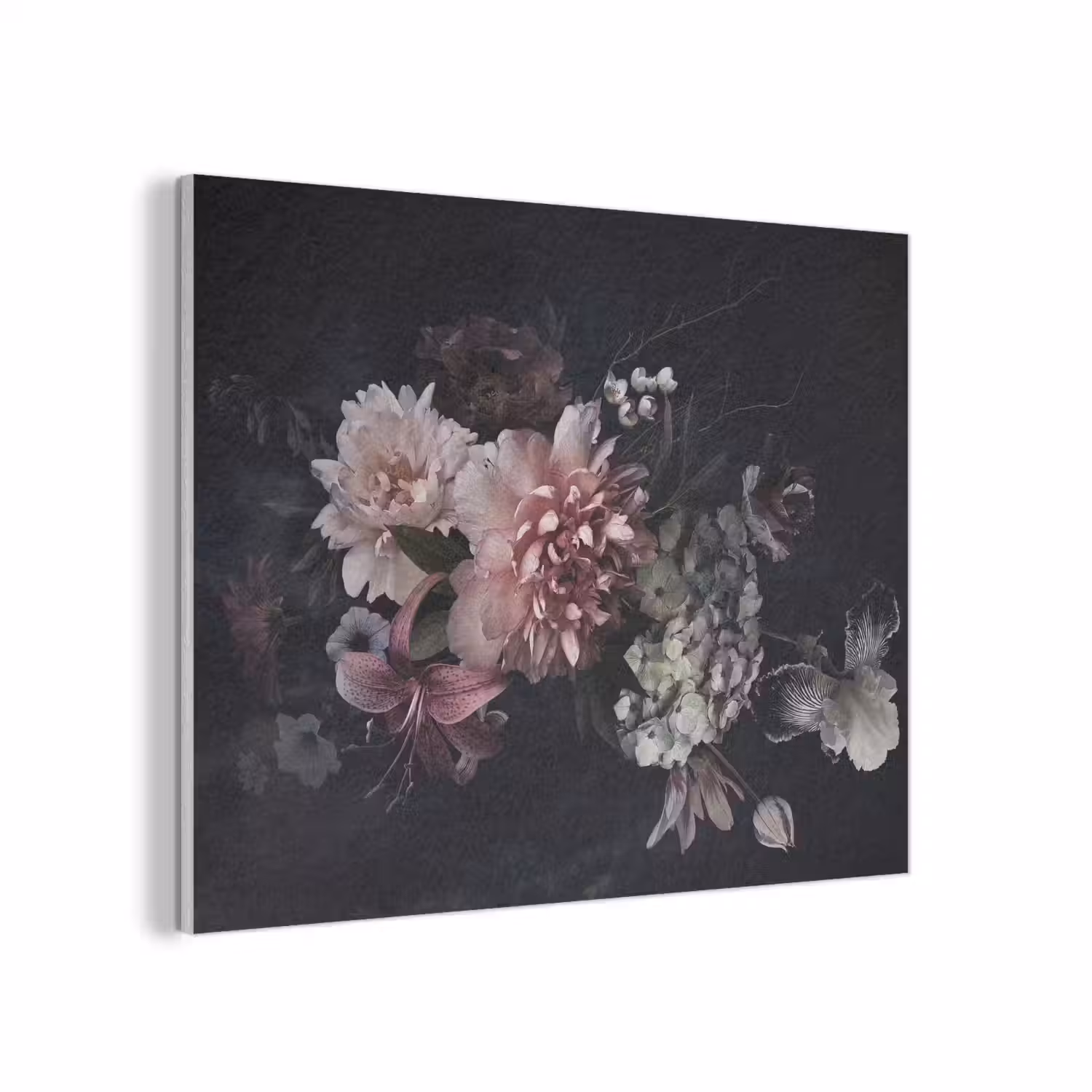 Bloemen - Vintage - Pastel - Zwart - Boeket PET vilt klein -3d