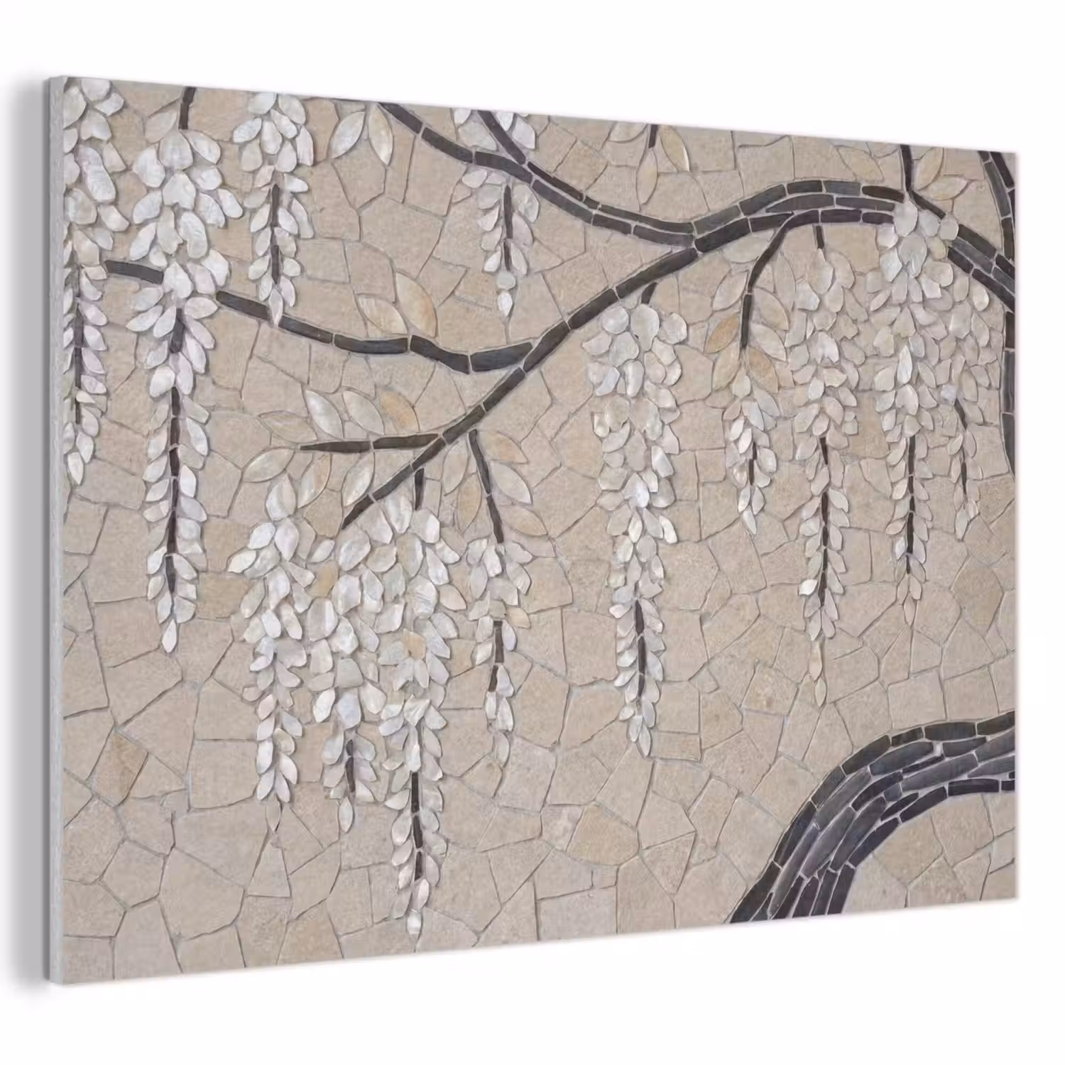 Boom - Bloemen - Mozaïek - Kunst - Wit PET vilt klein -3d
