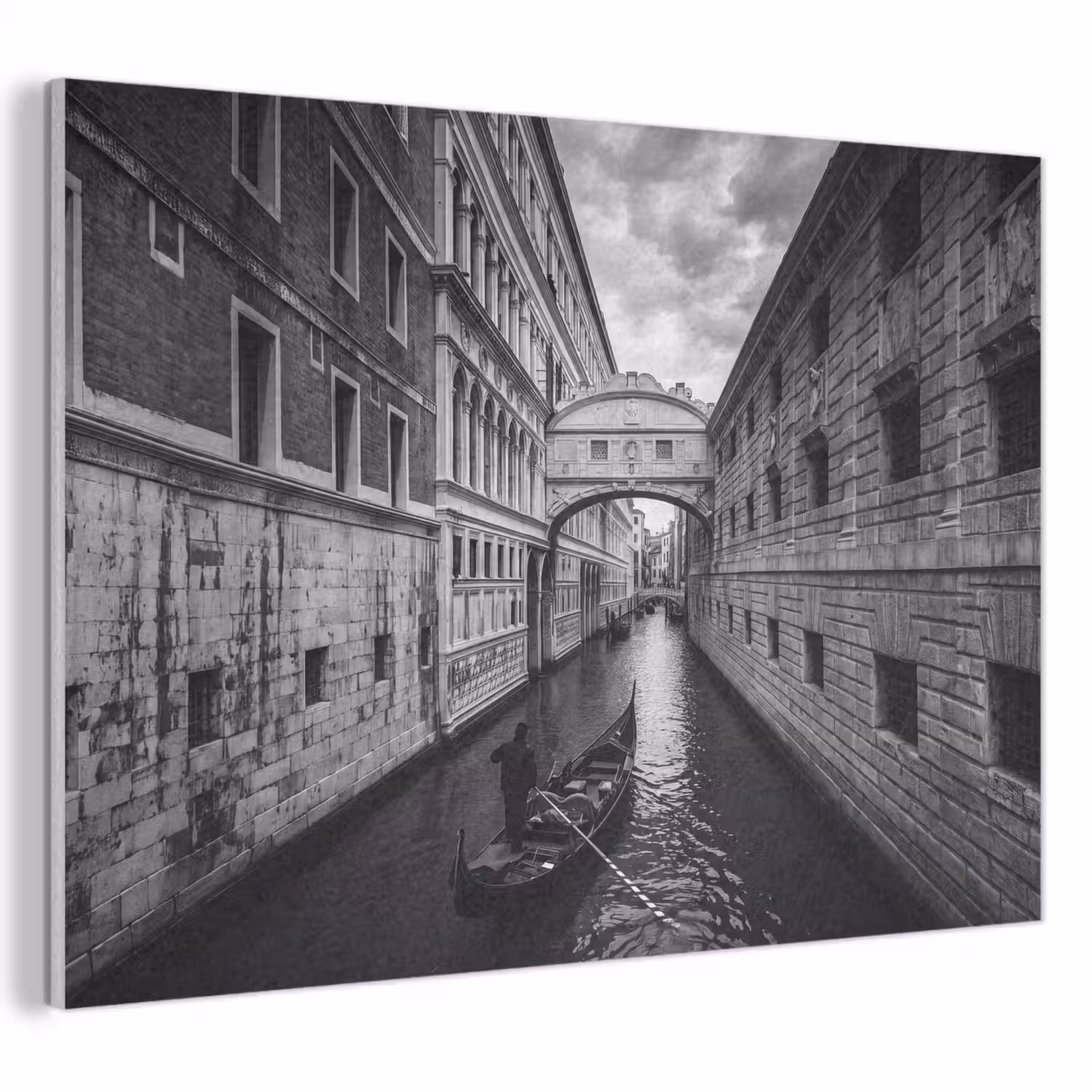 Boot - Waterweg - Stad - Zwart-wit - Architectuur PET vilt klein -3d