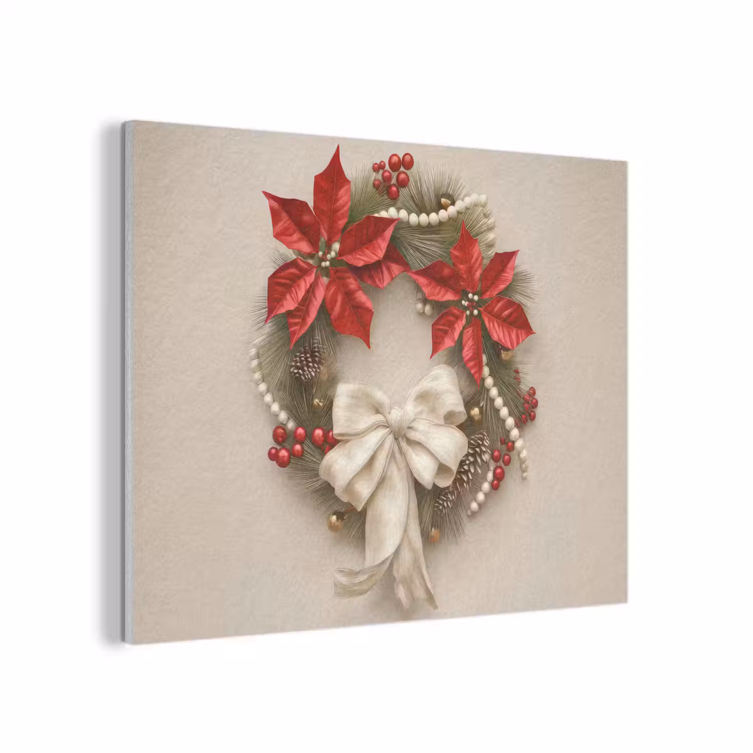 Deurkrans - Strik - Kerst - Rood - Groen PET vilt klein -3d